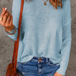 Margovil Drop Shoulder Long Sleeves Solid Knitting Sweater