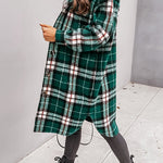 Margovil Long Sleeves Button Up Plaid Casual Shacket Jacket
