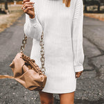 Margovil Turtleneck Long Sleeves Ribbed Knit Sweater Dress(in 7 Colors!)