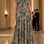 Margovil V Neck Ruched Floral Print Maxi Dress