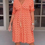 Aisha™ | Comfortable Loose Fit V-Neck Midi Dress