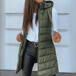 RAIN��� - Casual Sleeveless Hood Long Puffer Vest