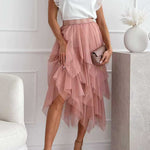 Margovil High Rise Mesh Layered Midi Skirt