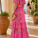 Margovil Off Shoulder Floral Print Ruffle Tiered Maxi Dress