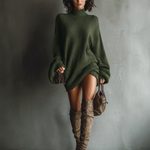 Women's Caramel Brown Vintage Style Knit Mini Dress