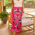Margovil High Rise Tropic Print Midi Skirt