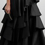 A-Line High Waisted Falbala Solid Color Long Skirts Skirts Bottoms