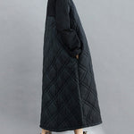 Simple Split-Joint High-Neck H-Line Quilted Midi Dress