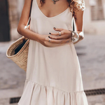 Cotton Linen Blend Flowy A-line Mini Dress