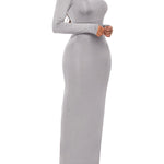 Bodycon Long Sleeves Solid Color High Neck Maxi Dresses