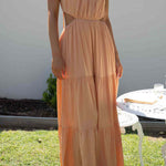 Sleeveless Open Waist Panel Layered Long Swing Dress