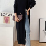 Original Loose Solid Color Split-Front Sweater Dress