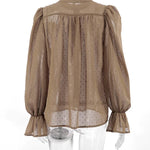 Elegant Loose Dots Puff Sleeves Shirt