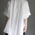 Half Sleeves Loose Solid Color High Neck Blouses&Shirts Tops