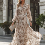 Floral Print Tiered Belted Maxi Dress