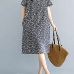 Artistic Retro Floral Printed Stand Collar Short Sleeves Cheongsam Midi Dress