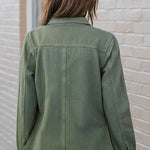 Casual Ripped Raw Hem Button Up Denim Shacket