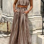 Suspender wide-leg casual elastic pants suit
