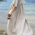 MIRA v-neck paneled maxi dress