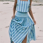 Lace-up Tank and Ruched Waist Midi Skirt Set