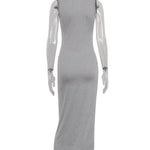 Long Sleeves Solid Color Round-Neck Inner Dress + Bodycon Outerwear Two Pieces Set