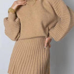 Knitted lantern sleeve skirt two-piece set
