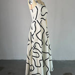 A-Line High Waisted Pockets Printed Split-Joint Spaghetti-Neck Maxi Dresses