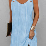 Sleeveless Hollow Split-Joint U-Neck Mini Dresses