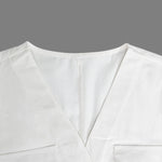 Loose Short Sleeves Buttoned Pockets Solid Color V-Neck Jumpsuits