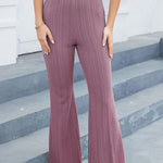 Solid striped skinny bootcut high-waisted athleisure trousers