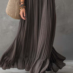Vintage Ruffled Collar Flare Hem Sleeveless Knitted Maxi Dress