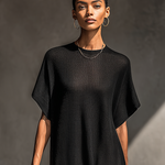 Women's Minimalist Sheer Knit Short-sleeved Maxi Dress