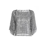 Three-Dimensional Floral Beaded Openwork Blouse