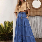 Women's High-waisted Loose Blue -fitting Denim Skirts