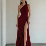 Women's Elegant Dark Red Stretchy Knit Sleeveless Long Dress