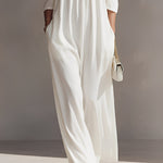 Women's Off-White Woven Dress With Oversized Silhouette & Side Pockets, Sophisticated Resort-Casual Style Dress