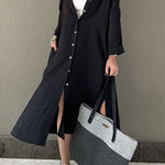 Casual Solid Buckle POLO collar Shirt Dress Dresses
