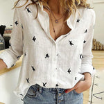 Zeagoo Zeagoo Women's Casual Lapel 3/4 Sleeve Tops Cute Print Lapel Blouse Loose Fit T Shirt