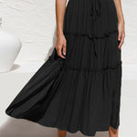 Selina Elasticised Waist Tiered Ruffle Midi Skirt