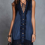 Elegant Satin-Panel Chiffon Lace Sleeveless Midi Dress