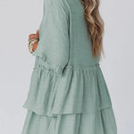 Ruffled Trim Short Sleeve Open Front Kimono