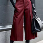 Loose Ninth Pants Solid Color Zipper Casual Pants Bottoms Trousers