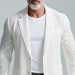 Men's Solid Knit Notch Lapel Two Buttons Casual Blazer