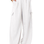Solid color fashion loose high waist all-match overalls