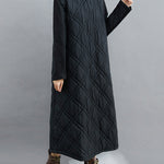 Simple Split-Joint High-Neck H-Line Quilted Midi Dress