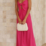 Vrinda Pocketed Adjustable Tie Smocked Back Jumpsuit