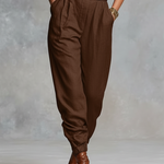 Women's Minimalist Linen-blend Button-up Collared Sleeveless Jumpsuit