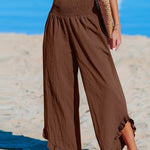 Women's High-Waist Pleated Irregular Hem Cotton And Linen Loose Casual Pants