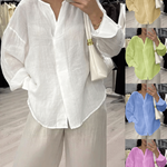 Women's Casual Solid Color Cotton Linen Shirt