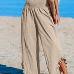 Women's High-Waist Pleated Irregular Hem Cotton And Linen Loose Casual Pants